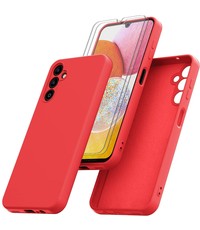 Ntech Samsung A14 Hoesje siliconen Rood zacht siliconen hoesje TPU backcover