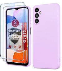 Ntech Samsung A14 Hoesje siliconen lila zacht siliconen hoesje TPU backcover