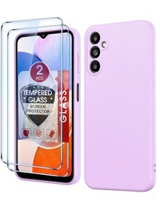 Ntech Samsung A14 Hoesje siliconen lila zacht siliconen hoesje TPU backcover
