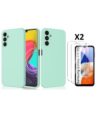 Ntech Samsung A14 Hoesje siliconen Mint Groen zacht siliconen hoesje TPU backcover