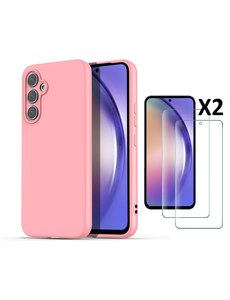 Ntech Samsung A54 Hoesje siliconen Licht Roze zacht siliconen hoesje TPU backcover