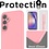 Ntech Hoesje Geschikt Voor Samsung Galaxy A54 Hoesje siliconen Licht Roze zacht siliconen hoesje TPU backcover - Met Screenprotector - 2 stuks