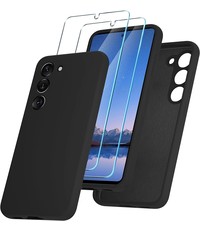 Ntech Samsung S23 Hoesje siliconen Zwart zacht siliconen hoesje TPU backcover