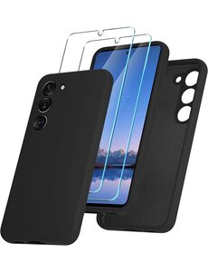 Ntech Samsung S23 Hoesje siliconen Zwart zacht siliconen hoesje TPU backcover