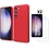 Ntech Hoesje Geschikt Voor Samsung Galaxy S23 Hoesje siliconen Rood zacht siliconen hoesje TPU backcover - Met Screenprotector - 2 stuks