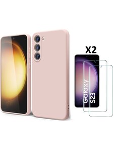Ntech Samsung S23 Hoesje siliconen Pink Sand zacht siliconen hoesje TPU backcover