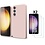 Ntech Hoesje Geschikt Voor Samsung Galaxy S23 Hoesje siliconen Pink Sand zacht siliconen hoesje TPU backcover - Met Screenprotector - 2 stuks