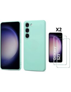 Ntech Samsung S23 Hoesje siliconen Mint Groen zacht siliconen hoesje TPU backcover