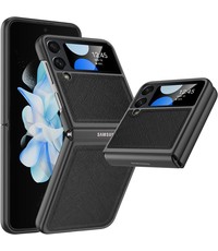Ntech Samsung Z Flip 4 Hoesje geborsteld Shockproof Zwart