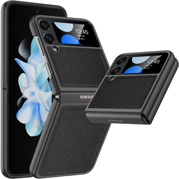Ntech Hoesje Geschikt Voor Samsung Galaxy Z Flip 4 Hoesje geborsteld Shockproof Zwart - Hoesje Geschikt Voor Samsung Galaxy Z Flip 4 hoesje brushed cover