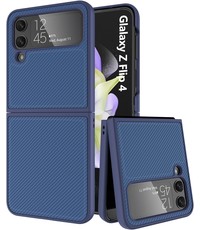 Ntech Samsung Z Flip 4 Hoesje geborsteld Shockproof Blauw