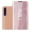 Ntech Hoesje Geschikt Voor Samsung Galaxy A50 hoesje clear view LED Flip Cover - Rose Goud