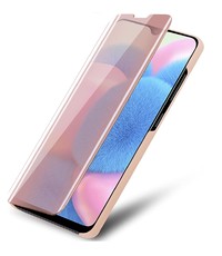 Ntech Samsung Galaxy A50 hoesje clear view  LED Flip Cover - Rose Goud