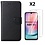 Ntech Hoesje Geschikt Voor Samsung Galaxy A24 hoesje bookcase portemonnee Met 2x screenprotector / Beschermglas - Zwart