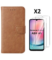 Ntech Samsung A24 hoesje bookcase Bruin