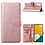 Ntech Hoesje Geschikt Voor Samsung Galaxy A24 hoesje bookcase portemonnee Met 2x screenprotector / Beschermglas - Rosegoud