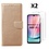 Ntech Hoesje Geschikt Voor Samsung Galaxy A24 hoesje bookcase portemonnee Met 2x screenprotector / Beschermglas - Goud