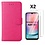 Ntech Hoesje Geschikt Voor Samsung Galaxy A24 hoesje bookcase portemonnee Met 2x screenprotector / Beschermglas - Pink