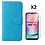 Ntech Hoesje Geschikt Voor Samsung Galaxy A24 hoesje bookcase portemonnee Met 2x screenprotector / Beschermglas - Blauw