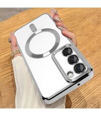 Ntech Samsung S23 hoesje Magnetisch Met Lens beschermer Transparant / Zliver