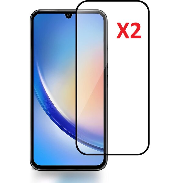 Ntech Full Cover Screenprotector Geschikt voor Samsung Galaxy A24 4/5G Zwart 2pack | Volledige Beschermglas Tempered Glass | Screenprotector Geschikt voor Samsung Galaxy A24 Screenprotector