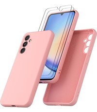 Ntech Samsung A34 Hoesje siliconen Licht Roze zacht siliconen hoesje TPU backcover