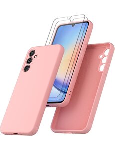 Ntech Samsung A34 Hoesje siliconen Licht Roze zacht siliconen hoesje TPU backcover