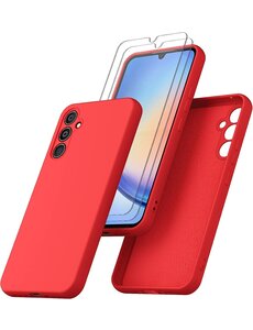 Ntech Samsung A34 Hoesje siliconen Rood zacht siliconen hoesje TPU backcover