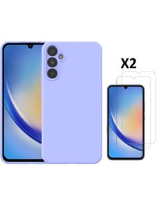 Ntech Samsung A34 Hoesje siliconen Lila zacht siliconen hoesje TPU backcover