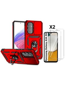 Ntech Samsung Galaxy A34 hoesje Rood met Ring Houder en camera