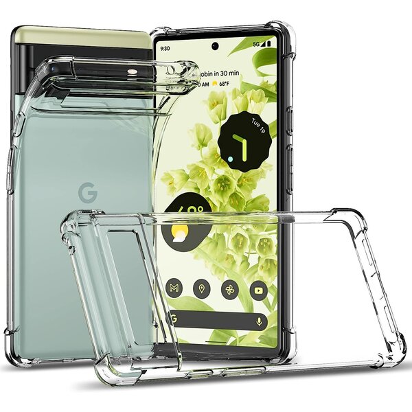 Ntech Hoesje geschikt voor Google Pixel 6 hoesje siliconen case shockproof backcover - transparant