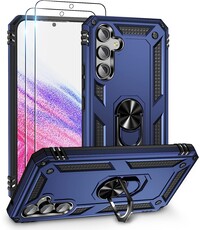 Ntech Hoesje Geschikt voor Samsung Galaxy  A24 hoesje Blauw met Met Draaibare Ring Houder