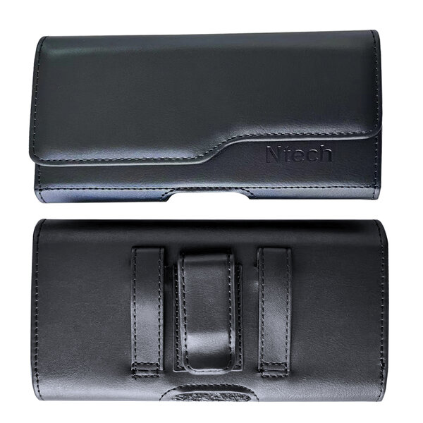 Ntech Ntech Riem Holster Hoesje - Luxe Universeel Telefoonhoesje Met Pasjeshouder Geschikt Voor Samsung Galaxy S22 Ultra / S22 Plus Zwart