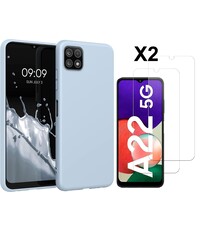 Ntech Samsung A22 5G Hoesje siliconen Licht Blauw zacht siliconen hoesje TPU backcover