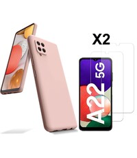 Ntech Samsung A22 5G Hoesje siliconen Pink Sand zacht siliconen hoesje TPU backcover