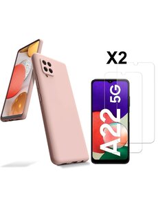 Ntech Samsung A22 5G Hoesje siliconen Pink Sand zacht siliconen hoesje TPU backcover