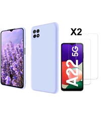 Ntech Samsung A22 5G Hoesje siliconen Lila zacht siliconen hoesje TPU backcover
