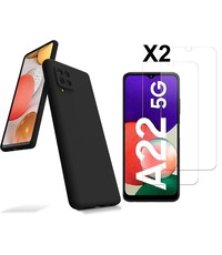 Ntech Samsung A22 5G Hoesje siliconen Zwart zacht siliconen hoesje TPU backcover