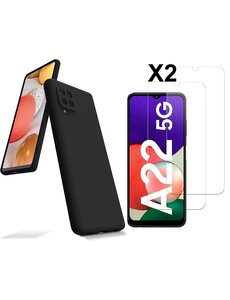 Ntech Samsung A22 5G Hoesje siliconen Zwart zacht siliconen hoesje TPU backcover