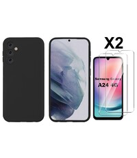 Ntech Samsung A24 Hoesje siliconen Zwart zacht siliconen hoesje TPU backcover