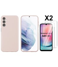 Ntech Samsung A24 Hoesje siliconen Pink Sand zacht siliconen hoesje TPU backcover