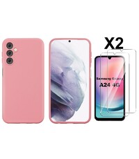 Ntech Samsung A24 Hoesje siliconen Licht Roze zacht siliconen hoesje TPU backcover