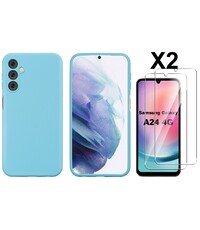 Ntech Samsung A24 Hoesje siliconen Licht Blauw zacht siliconen hoesje TPU backcover