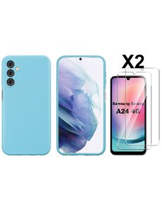 Ntech Samsung A24 Hoesje siliconen Licht Blauw zacht siliconen hoesje TPU backcover