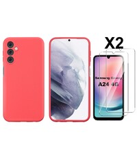 Ntech Samsung A24 Hoesje siliconen Rood zacht siliconen hoesje TPU backcover