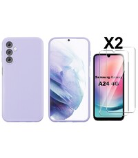 Ntech Samsung A24 Hoesje siliconen Lila zacht siliconen hoesje TPU backcover