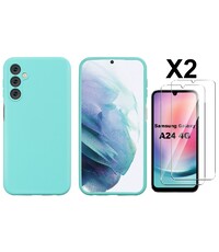 Ntech Samsung A24 Hoesje siliconen Mint Groen zacht siliconen hoesje TPU backcover
