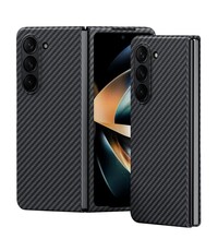 Ntech Samsung Fold 5 hoesje Carbon Fiber Slimcover Protective Cover zwart