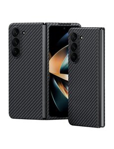 Ntech Samsung Fold 5 hoesje Carbon Fiber Slimcover Protective Cover zwart
