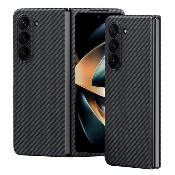 Ntech Hoesje Geschikt Voor Samsung Galaxy Fold 5 hoesje Carbon Fiber Slimcover Protective Cover zwart - Hoesje Hoesje Geschikt Voor Samsung Galaxy Fold 5 Silicone hoesje
